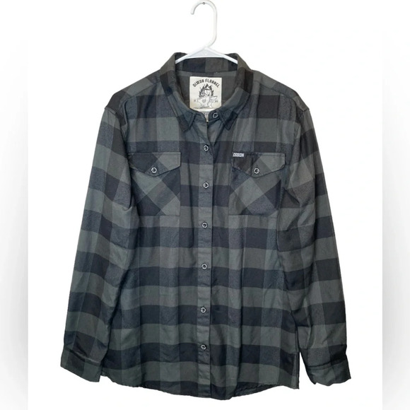 Dixxon Women’s Form And Function D-Tech Black/Gray Plaid Flannel Size XL - Picture 1 of 8
